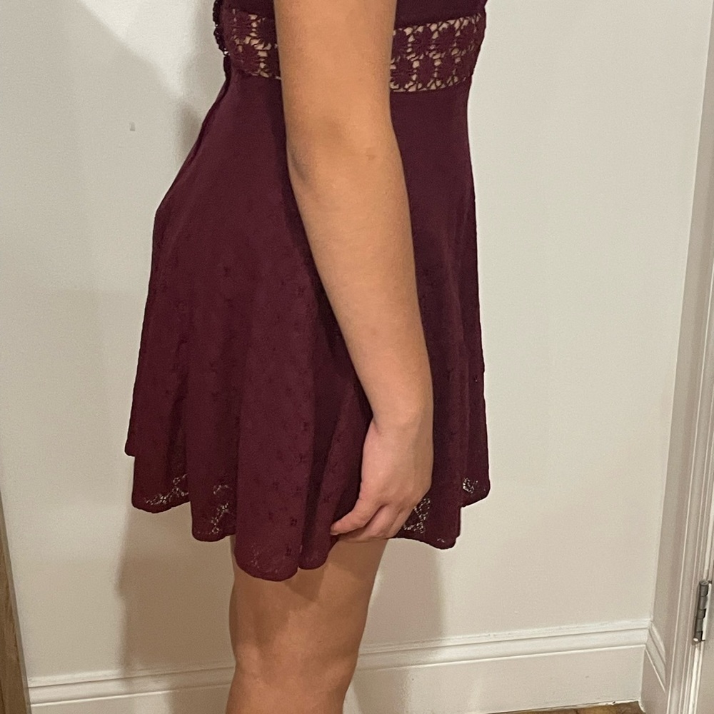 Free People Red Ruched Ruffled Sheath Dress - Picture 4 of 5
